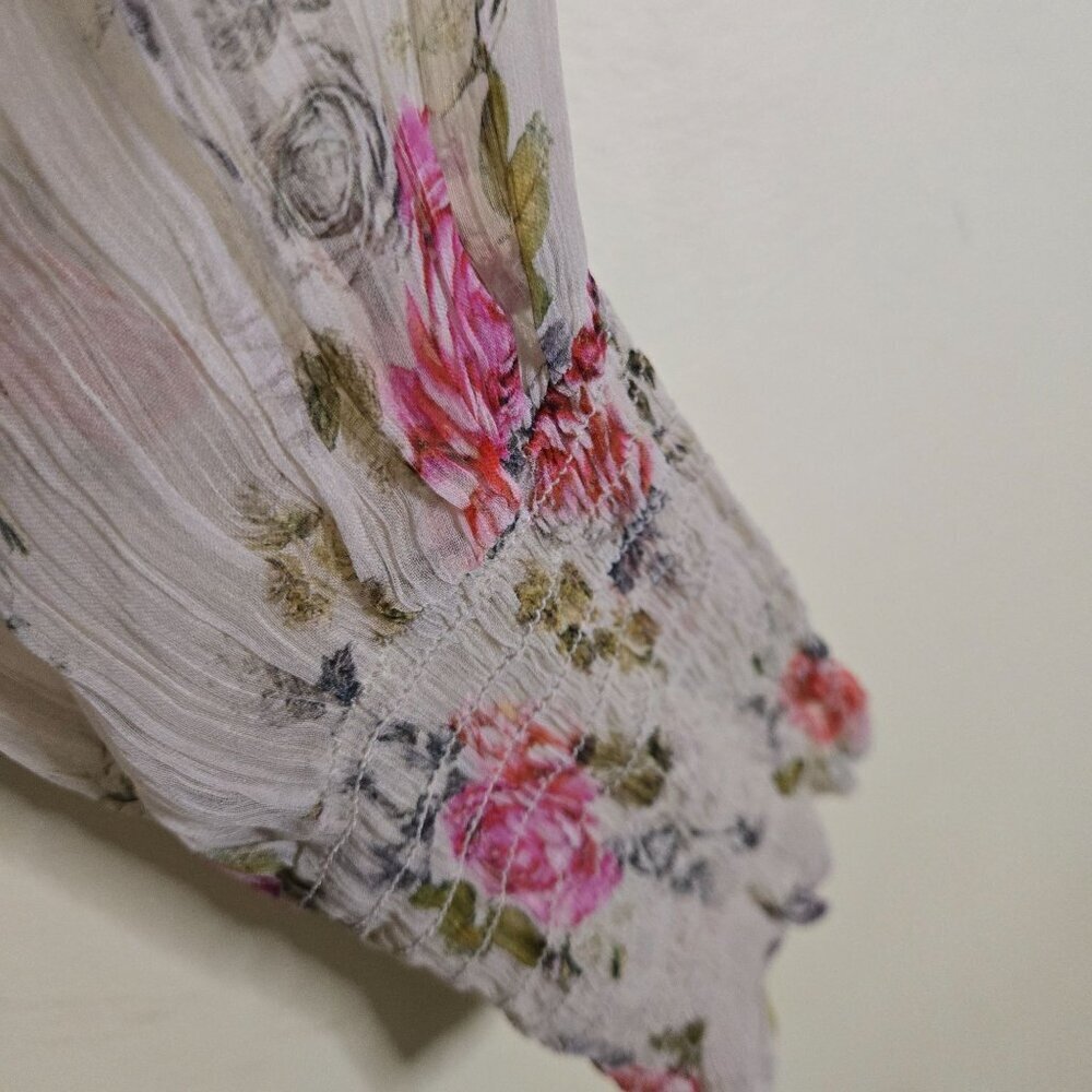 Sundance Amelia Floral Sheer Blouse With Cami Bohemian Ruffled Smocked Size PS - Picture 8 of 10